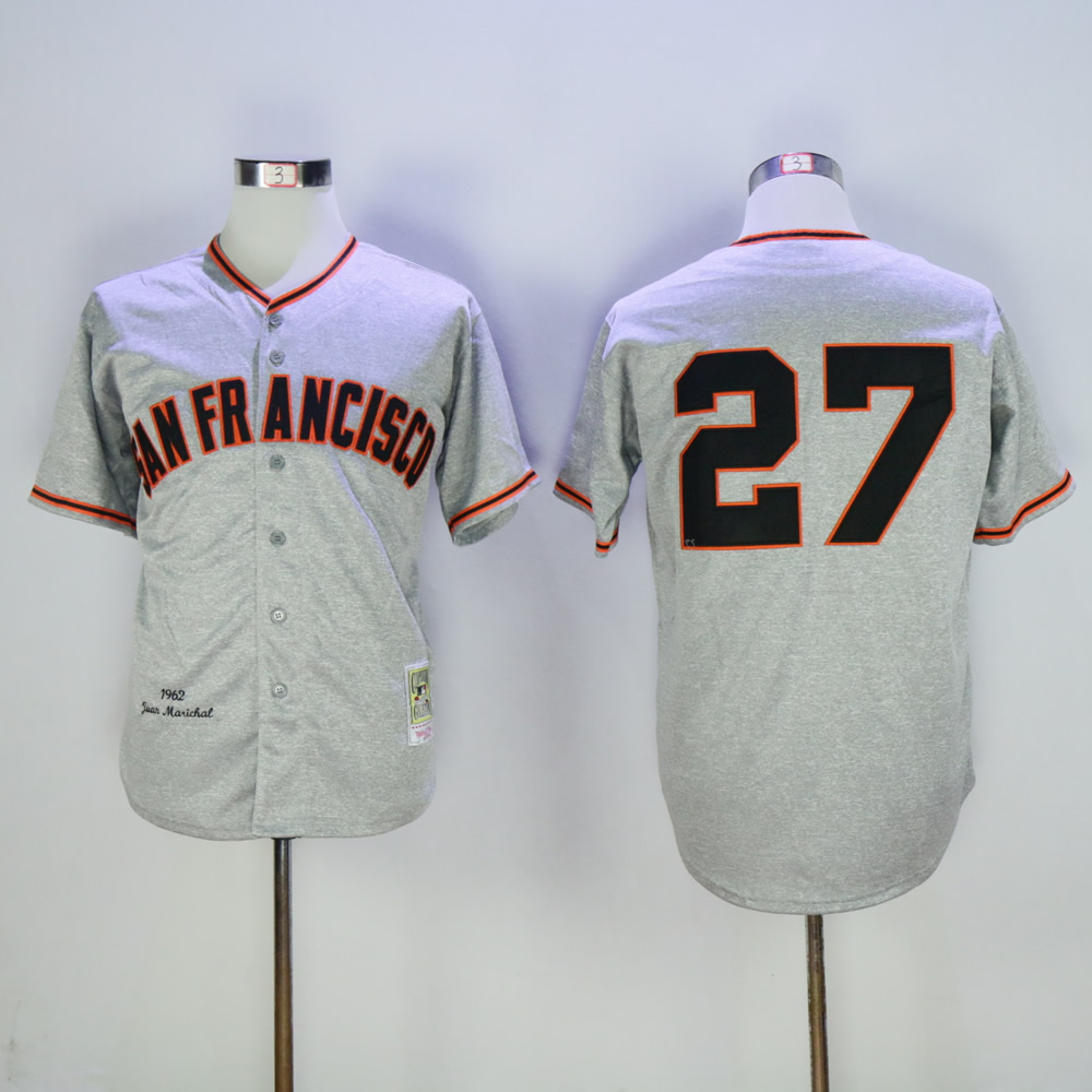 Men San Francisco Giants #27 Marichal Grey Throwback MLB Jerseys